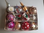 Oude kerstballen en deukpiek van glas, vintage., Diversen, Kerst, Ophalen of Verzenden, Gebruikt