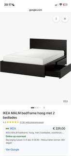 Ikea malm bedframe met 2 lades, zwartbruin, 160x200, Huis en Inrichting, Ophalen, Wit, Tweepersoons, 140 cm