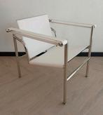 Le Corbusier Lc1 wit design fauteuil klassieker chroom stoel, Ophalen, Kunststof, Minder dan 75 cm, Zo goed als nieuw