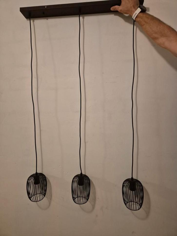 Hanglamp Nikki - 3 lampen - Industriële look - ZGAN, Huis en Inrichting, Lampen | Hanglampen, Zo goed als nieuw, 50 tot 75 cm