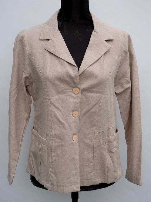 Mapa Mundo beige linnen jasje maat M, Kleding | Dames, Jasjes, Kostuums en Pakken, Zo goed als nieuw, Jasje, Maat 38/40 (M), Beige