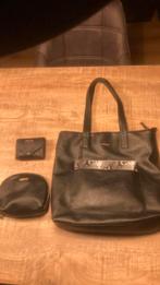 Handtas met portemonnee en makeup tasje, Ophalen of Verzenden, Zo goed als nieuw, Zwart, Handtas