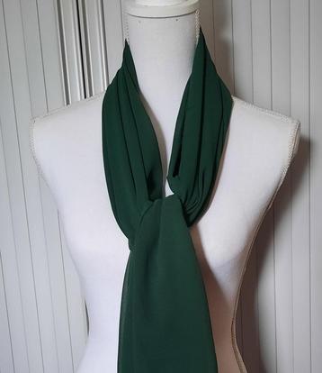 SJAAL STOLA DONKERGROEN DENNENGROEN CHIFFON 170X70 NIEUW beschikbaar voor biedingen