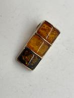 C242 Prachtige zilveren hanger goudkleurig barnsteen, Overige voorstellingen, Ophalen of Verzenden, X, Met edelsteen