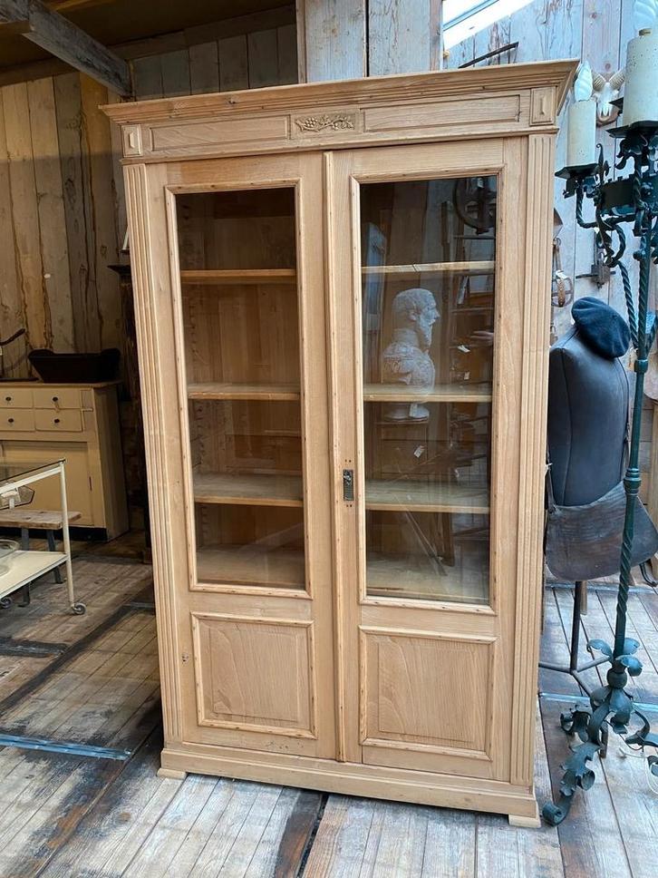 Demontabele Frans eiken kast vitrinekast, Antiek en Kunst, Antiek | Meubels | Kasten, Ophalen