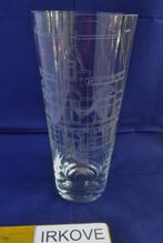 GEGRAVEERDE GLAZEN VAAS * Gevel Decor *, Overige kleuren, Verzenden, Minder dan 50 cm, Glas