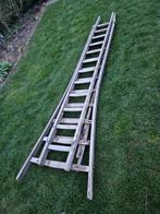 3 delig brocante houtenladder (ca. 9 meter), Doe-het-zelf en Verbouw, Ladders en Trappen, Gebruikt, 4 meter of meer, Ophalen