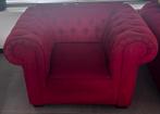 Klassieke rode fauteuil, Huis en Inrichting, Ophalen of Verzenden, Gebruikt, Stof, 75 tot 100 cm