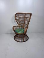 Pauw stoel vintage rotan bamboe fauteuil, Ophalen, Minder dan 50 cm, Gebruikt, C