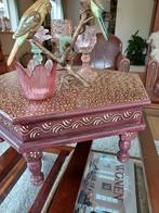 brocante oude bijzettafel tafel hout handmade india kruk, Ophalen of Verzenden