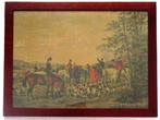 Antiek lithografisch kunstwerk ingelijst onder glas., Ophalen of Verzenden