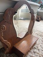 Antieke Houten Spiegel met klep opbergvak, Ophalen, Overige vormen, Minder dan 50 cm, Minder dan 100 cm