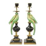 brons met porseleinen kandelaars , papegaai, Ophalen of Verzenden