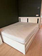 Songesand Ikea Bed 160x200 + Lattenbodem & Opberglades, Huis en Inrichting, Slaapkamer | Bedden, Ophalen, Gebruikt, Wit, Tweepersoons