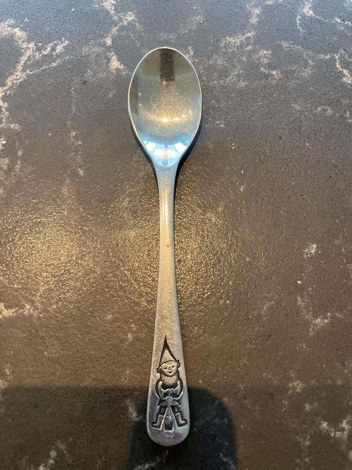 Vintage Kinderlepel met Kabouter, Antiek en Kunst, Antiek | Bestek, Ophalen of Verzenden
