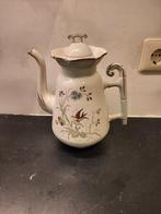 Schaats koffie pot emaille vogel/ bloemen 26 hoog wit, Ophalen of Verzenden