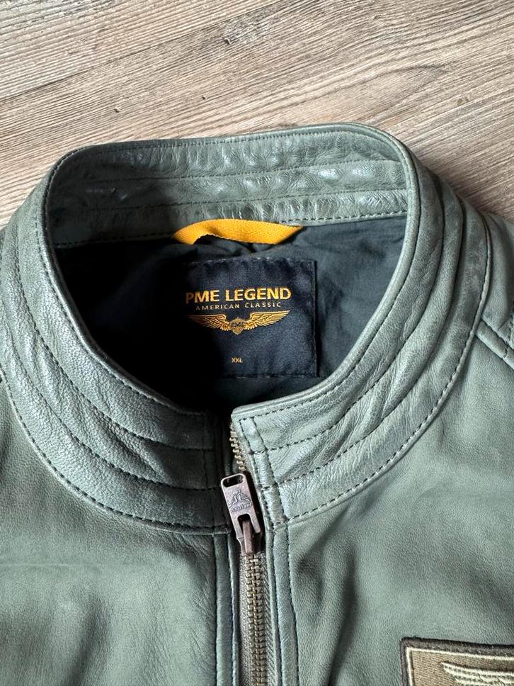PME Legend Leren Jas XXL - Zo goed als nieuw!, Kleding | Heren, Jassen | Winter, Zo goed als nieuw, Overige maten, Groen, Ophalen of Verzenden