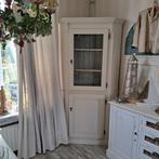 Landelijke creme kleurige hoekkast, Huis en Inrichting, Kasten | Wandmeubels, Ophalen, Met deur(en), 200 cm of meer, Glas