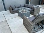 Hoekloungeset met vuurtafel - Stevig en in goede staat, Tuin en Terras, Gebruikt, ., 6 zitplaatsen, Ophalen of Verzenden