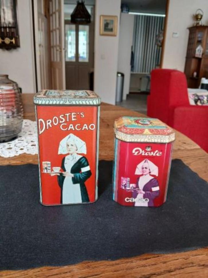 2 Oude Droste Blikken Groot/klein,(adv.no.312), Verzamelen, Blikken, Gebruikt, Overige, Droste, Ophalen of Verzenden