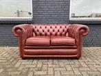 Prachtige Chesterfield bank lichtbruin GRATIS BEZORGD, Gebruikt, 125 cm of meer, Leer, Ophalen of Verzenden