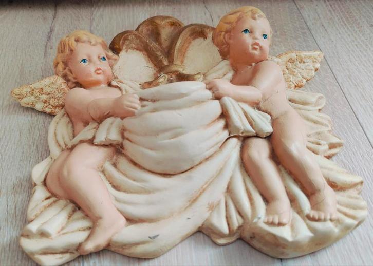 Engelen Hanger met Wijwaterbakje, Tuin en Terras, Tuinbeelden, Hout, Ophalen