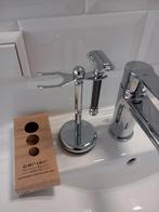 Parker safety razor met scheermes- en borstelhouder, Ophalen of Verzenden, Zo goed als nieuw, Wit, Overige typen