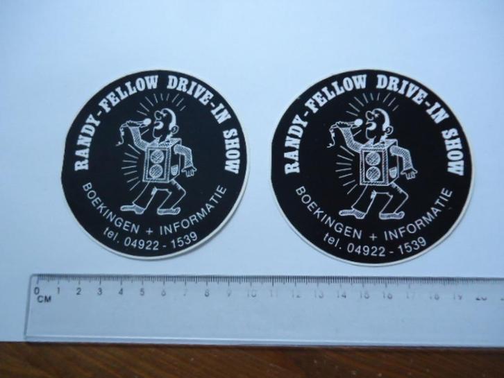 sticker oud Randy Fellow drive in disco deejay strip Boekel, Verzamelen, Stickers, Zo goed als nieuw, Bedrijf of Vereniging, Verzenden