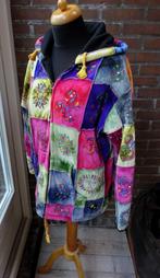 Kleurig patchwork fluwelige stof hoody jack/vest maat M, Maat 38/40 (M), Overige kleuren, Verzenden, Gedragen