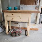 Brocante oude klein werkbankje, kastje, werktafeltje, Ophalen