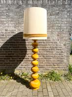 Vintage keramieken bubble vloerlamp, Kaiser Leuchten ‘60, Glas, Vintage retro buisframe design rotan webbing papercord, 150 tot 200 cm