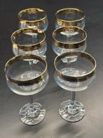Kristallen Cocktail/ Sektglazen met Gouden Rand (6 stuks), Antiek en Kunst, Ophalen