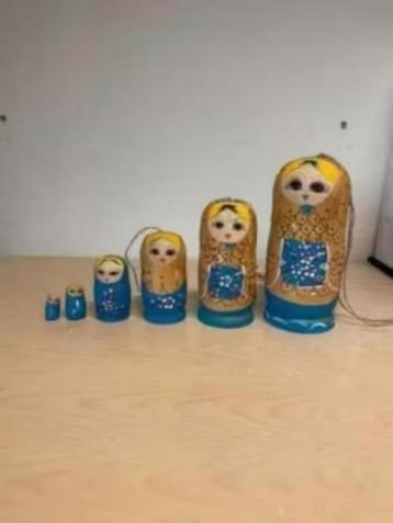 NIEUW! 6 handgemaakte matroesjka poppen, blauw, €11,99 beschikbaar voor biedingen