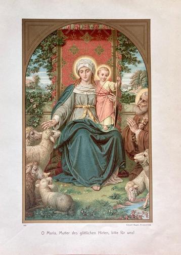 8 religieuze prenten met gouddruk 1909 beschikbaar voor biedingen