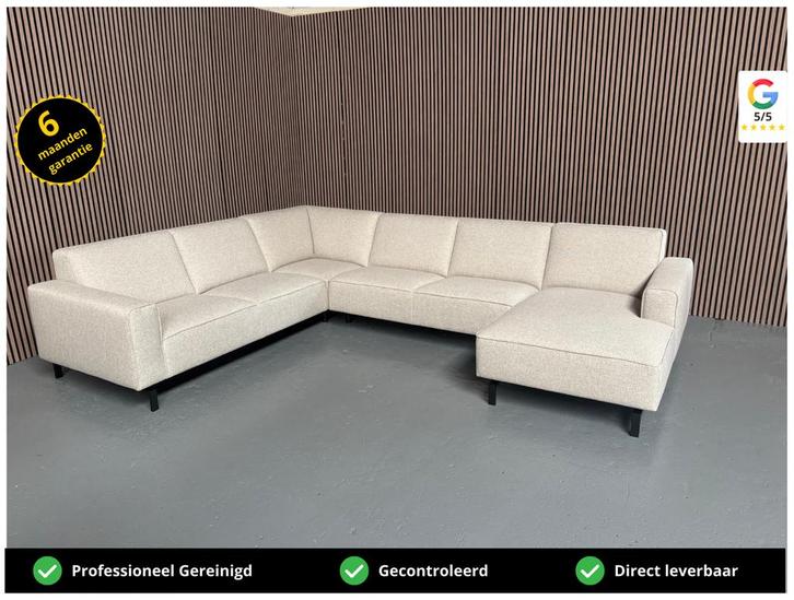 GRATIS LEVERING U-bank Beige 350x265x160 SHOWROOMMODEL, Huis en Inrichting, Banken | Bankstellen, Nieuw, Hoekbank, Vierpersoons of meer