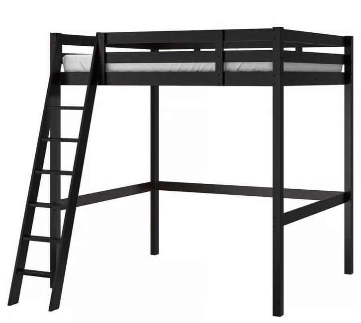 IKEA Stort Hoogslaper Zwart - Verlaagd, Huis en Inrichting, Slaapkamer | Stapelbedden en Hoogslapers, Gebruikt, Hoogslaper, 140 cm