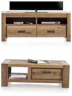 Salon tafel en tv meubel Henders en Hazel, Ophalen, Gebruikt, 100 tot 150 cm, Eikenhout