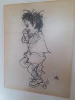 Otto Dicke,  Dordrecht 1979, gesigneerde tekening van baby, Antiek en Kunst, Kunst | Tekeningen en Foto's, Ophalen of Verzenden