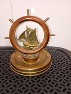 Antiek asbak boot messing hout, Ophalen of Verzenden, Gebruikt, Motorboot of Zeilboot, Gebruiksvoorwerp