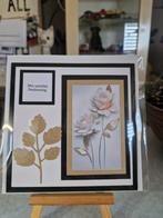 Kaartje condoleance bloemen wit met goud, Ophalen of Verzenden, Nieuw, Overige thema's