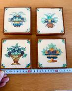 Vintage Tegel Onderzetters met Fruitmotief - Set van 4, Antiek en Kunst, Ophalen of Verzenden