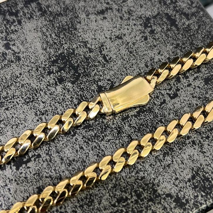 14k gouden cuban schakel ketting nieuw italy, Sieraden, Tassen en Uiterlijk, Kettingen, Nieuw, Goud, Ophalen of Verzenden