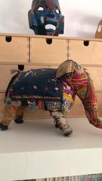 Vintage boho hippie India stof kraaltjes spiegeltjes olifant, Ophalen of Verzenden, Gebruikt, Dier