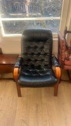 Vintage Black Leather Chair, Ophalen, Gebruikt, 75 tot 100 cm, 50 tot 75 cm