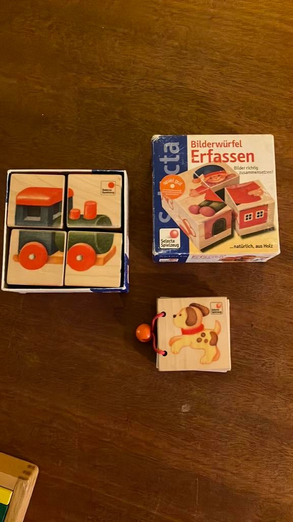 Selecta houten blokken puzzel en boekje hout dieren vintage, Kinderen en Baby's, Speelgoed | Houten speelgoed, Ophalen of Verzenden