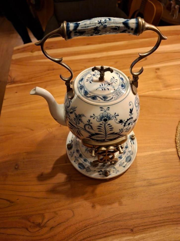 Antieke theepot / chocolade kan met warmhouder Meissen, Antiek en Kunst, Antiek | Keramiek en Aardewerk, Ophalen of Verzenden