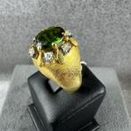 Gouden Ring | 14k | 8,93g | groene forsteriet |18,25| 381971, 18 tot 19, Gebruikt, Ophalen of Verzenden, Dame