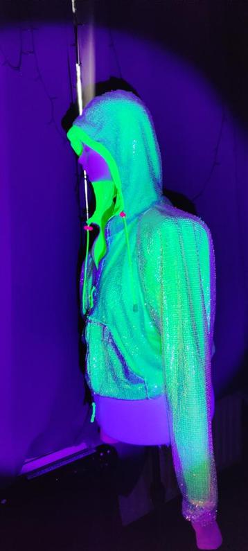 Festival hoodie – rainbow neon pailletten beschikbaar voor biedingen
