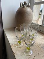 Brocante, vintage wijnglazen met limoen bolletje in steel, Ophalen of Verzenden, Zo goed als nieuw, Overige typen