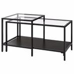 IKEA VITTSJÖ Set Bijzettafels, zwartbruin/glas, 90x50cm, Huis en Inrichting, Tafels | Salontafels, Ophalen, 50 tot 100 cm, 50 tot 75 cm